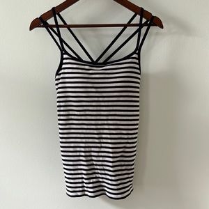 Uniqlo ribbed striped strappy tank with built-in bra